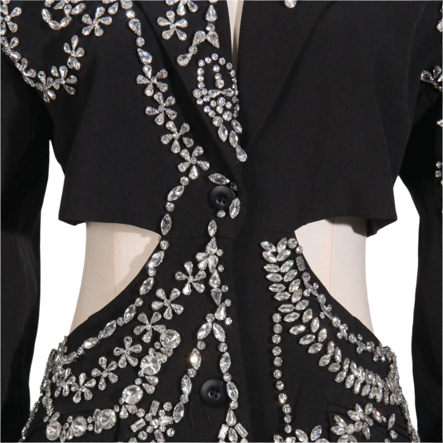 OUDINA Fashionable Hollow Exposed Waist Women'S Blazer Jacket Elegant Blazer for Women Diamond Women'S Blazer