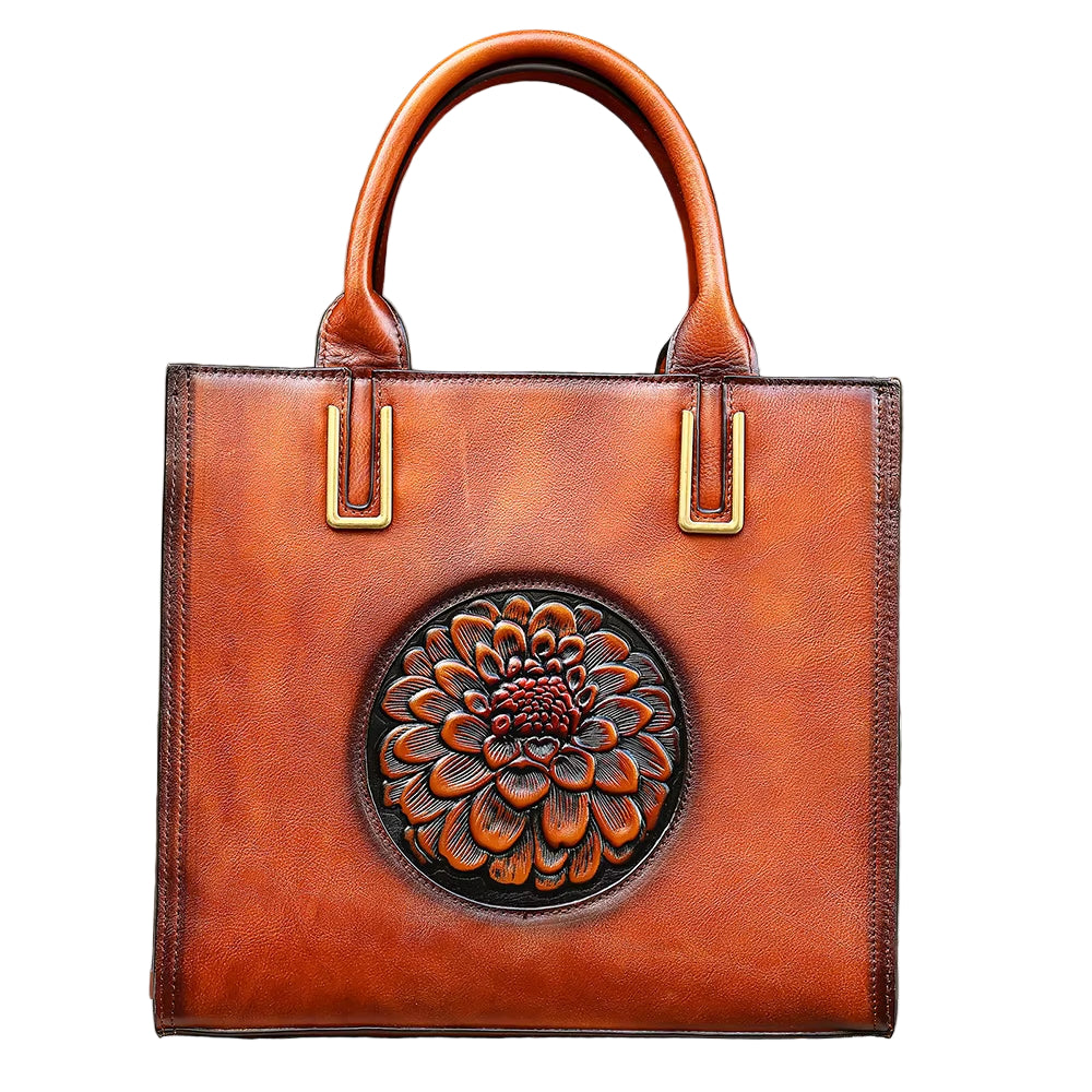 Designer Vintage Embossed Handbag Leather Shoulder Tote Bag Luxury Genuine Leather Handbags for Women