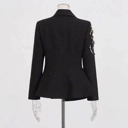OUDINA Spring New Elegant Color Rhinestone Blazer Formal Blazers Fashion Irregular Women'S Suits Blazers