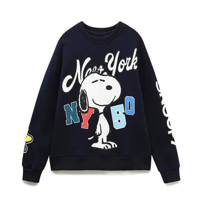 OUDINA Wholesale Casual Oversized Pattern Printed Crewneck Women'S Clothing Sweatshirt Women Sweatshirts