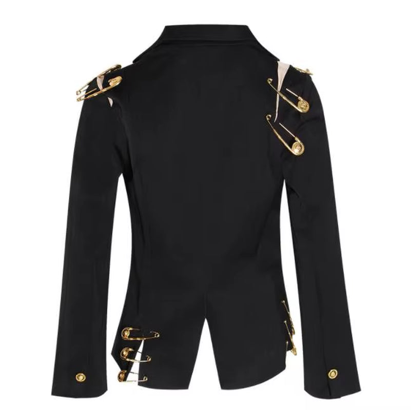 Mesh Patchwork Blazer Lady Long Sleeve Slim-Fit Coat Wholesale