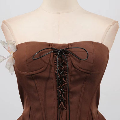 OUDINA New High End Hollow Fishbone off Shoulder Maxi Long Packtwork Elegant Dresses Party Dress for Women