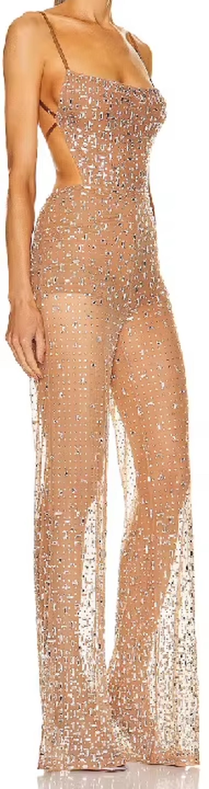 Sequin  Mesh Jumpsuit 