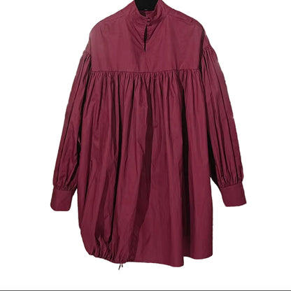 OUDINA Women'S Spring New Irregular Front Short Back Long Drawstring Puffy Vintage Dress Women Casual Summer Dress