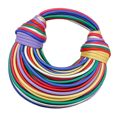 2024 New Fashion Luxury Designer Handbags Woven Noodle Crossbody Bag Rope Knotted Pulled Clutch Bag Women Rainbow Mini Hand Bag