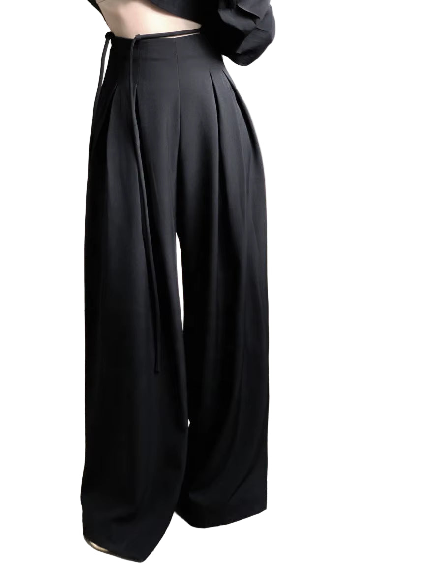 OUDINA New Women'S Palazzo High Waist Drape Casual Drawstring Floor-Mopping Wide Leg Pant Trousers Pants for Women