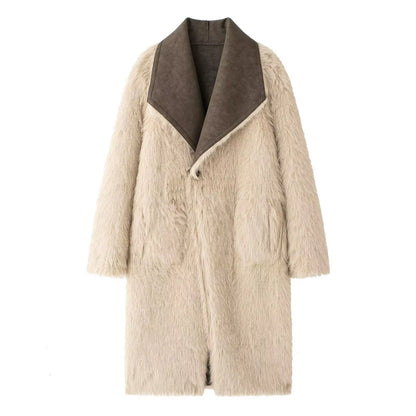 OUDINA New Arrivals Women Clothing Winter Warm Double-Sided Long Coat Women'S Faux Fur Coats