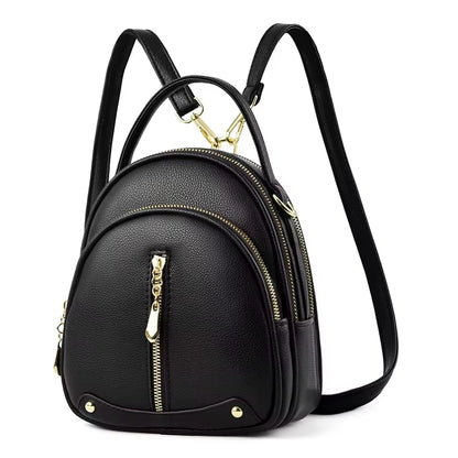 Backpack Female New Backpacks for Women Black Travel Backpack Soft Leather School Bags for Teenage Girls