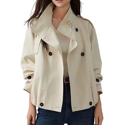 OUDINA Fashion Simple Loose Stand Short Jacket Solid Ladies Jacket Casual Women'S Jackets
