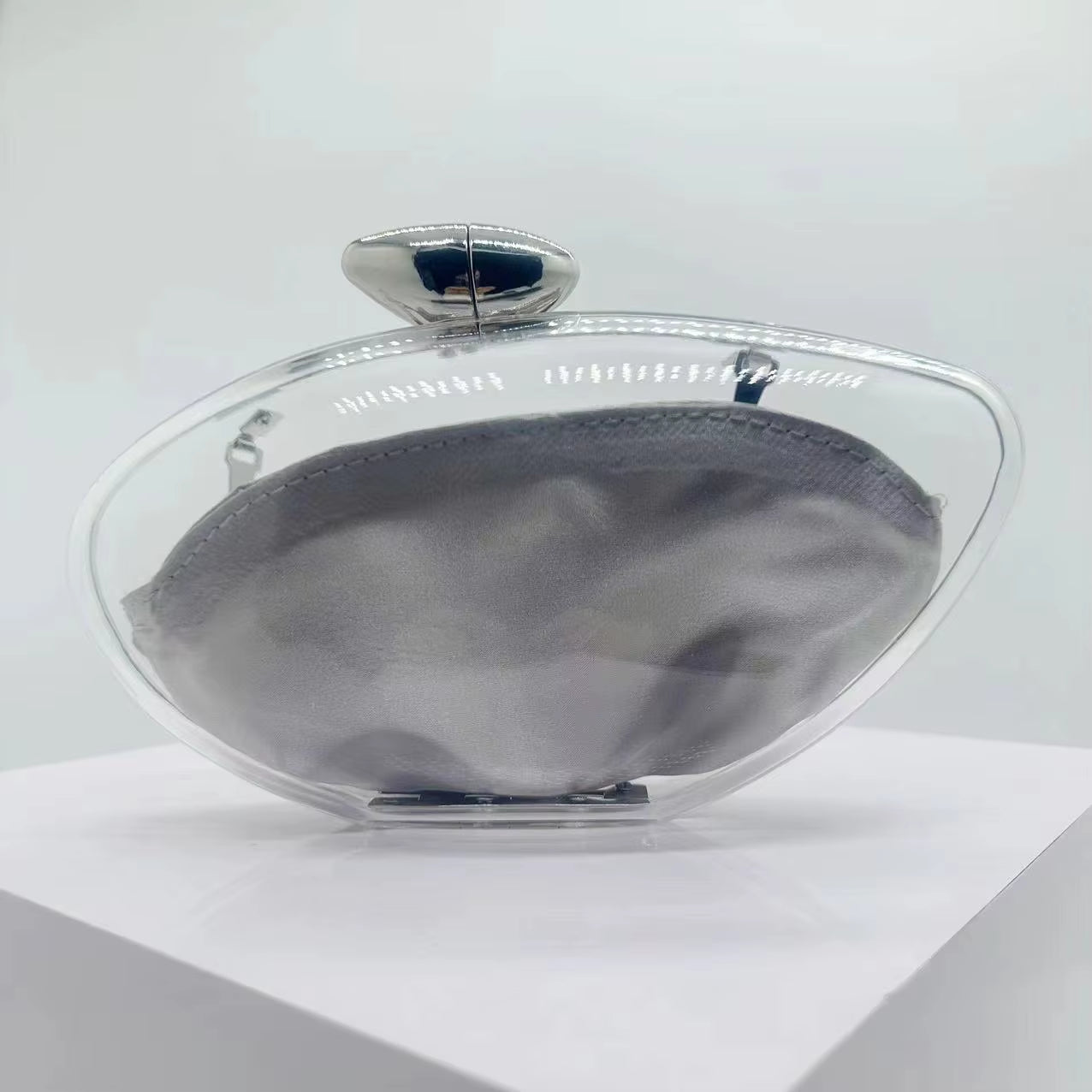 Transparent Acrylic Evening Bags Women Boutique Graduated Color Oval-Shaped Clutch Purses Women Shoulder Totes Handbags