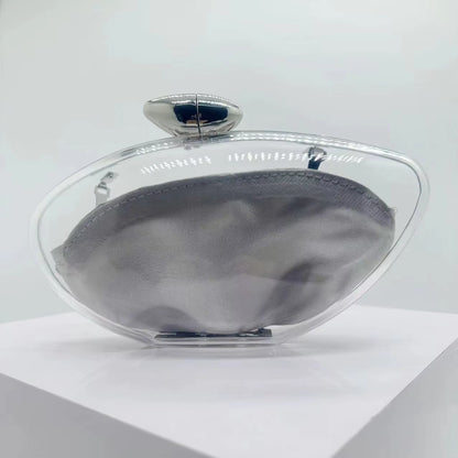 Transparent Acrylic Evening Bags Women Boutique Graduated Color Oval-Shaped Clutch Purses Women Shoulder Totes Handbags