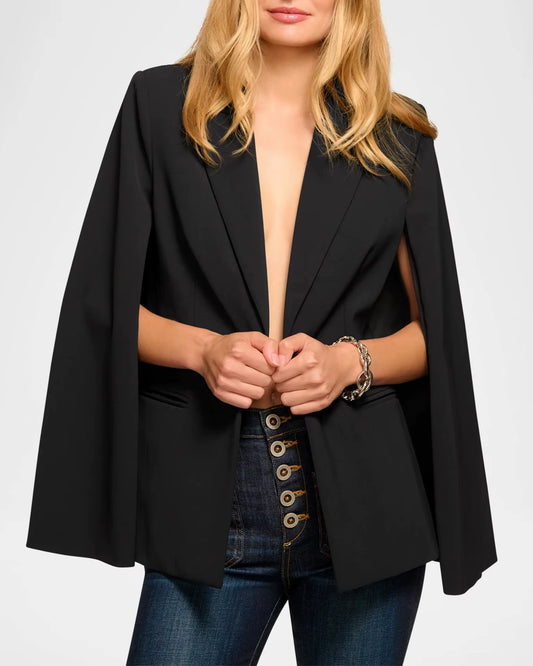 OUDINA High Quality Fashion Cape Style One Button Casual Elegant Suit Jacket Formal Office Lady Classic Blazers for Ladies