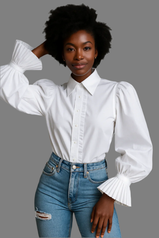 Stylish Summer Ayola Ruffle Shirt for Women - Effortless Elegance in Solid White