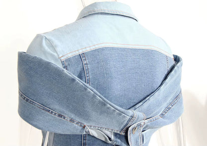 OUDINA Fashionable Unique Style Layered One Shoulder Irregular Blouses and Top Denim Tops Shirts for Women