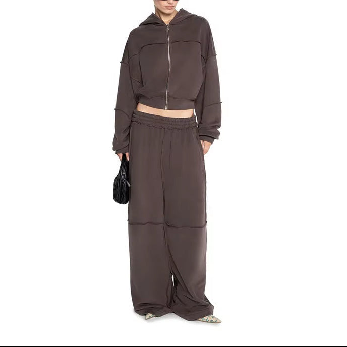 OUDINA New Fashionable Embroidered Women Sets Two Piece Casual Long Sleeve Hoodies Straight Pants Set