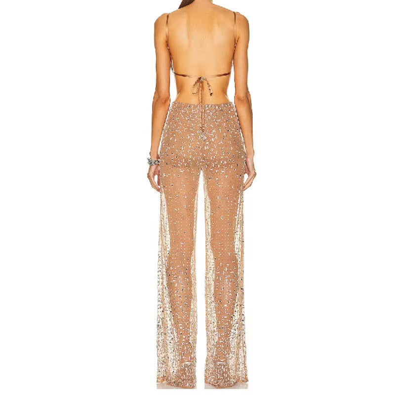  Sequin  Mesh Jumpsuit 