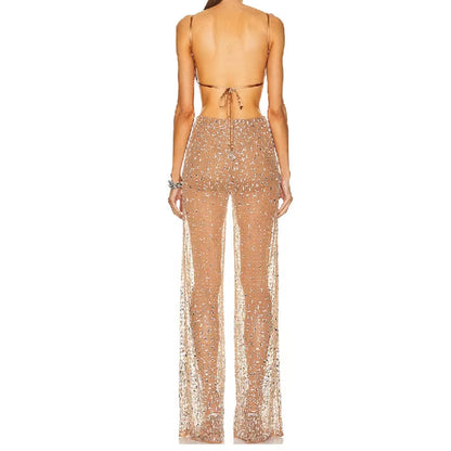  Sequin  Mesh Jumpsuit 