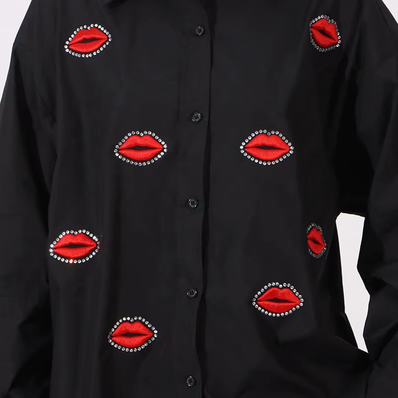OUDINA Customized Autumn High End Unique Summer Blue Striped Blouses Shirt Long Women'S Polo Shirts
