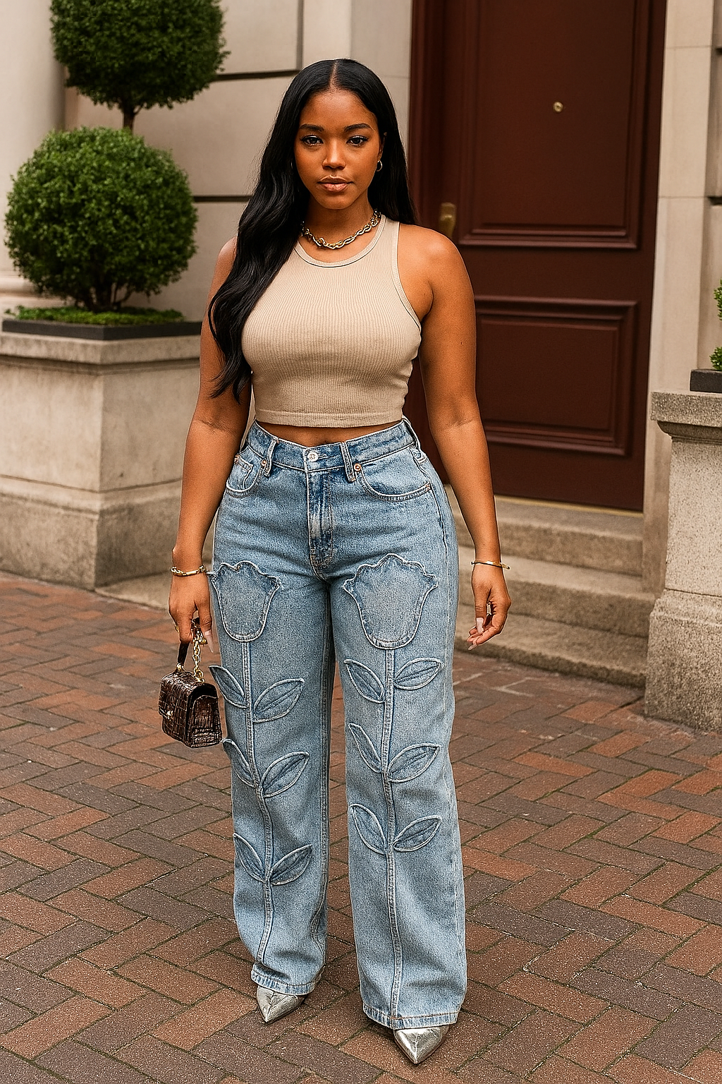 Blossom Stitch Jeans