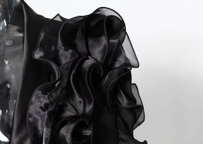 OUDINA Wholesale High End Three-Dimensional Asymmetrical Blazer Ladies Women Elegant Ruffled Jacket Women'S Suits & Blazers