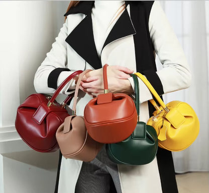 Genuine Leather Women'S Bag European and American Niche Design Handbag Wonton Dumpling Bag