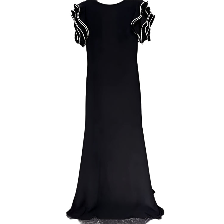 DRESS 2 --------See through Beaded Hollow Mesh Long Dress Gown Elegant Luxury Evening Dresses