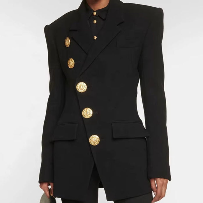 Pearl Button Black Blazers 