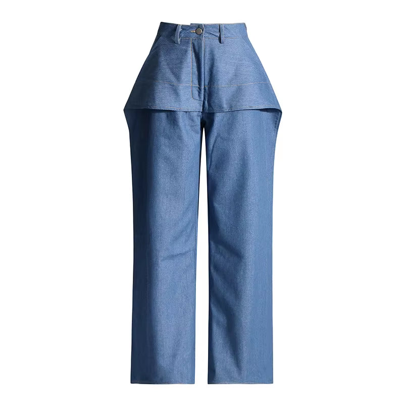 OUDINA Wholesale Fashion High Waist Straight-Leg Jean Pants Casual Jeans Trousers for Women
