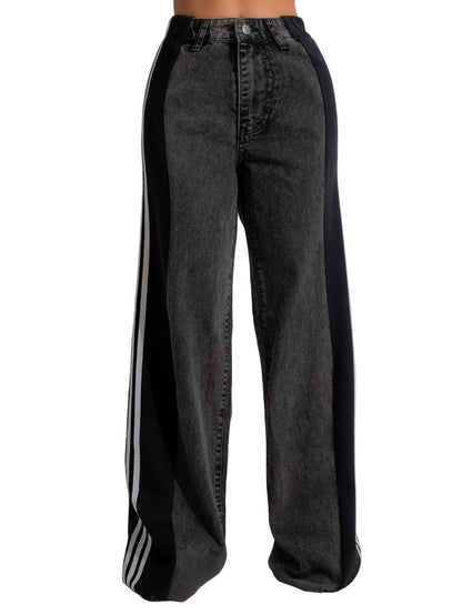 OUDINA Trend Hot Selling Both Sides Tassel Printed Fringed Trousers Casual Pants for Women