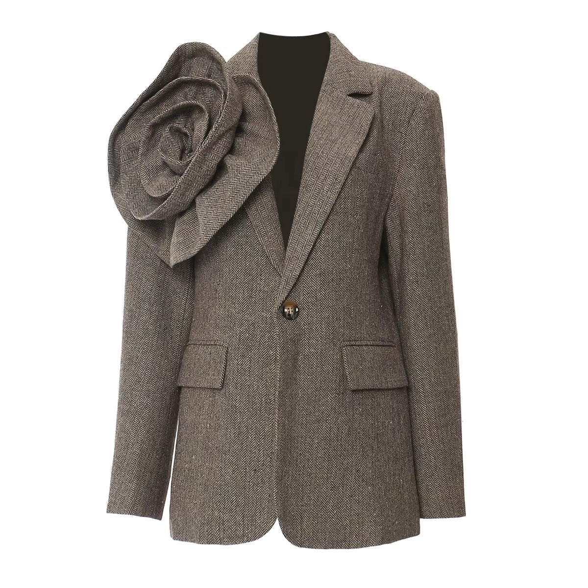 OUDINA Fashion Flower Stripes Blazers Jacket Embroidery Women Blazers Formal Women'S Suits Blazers