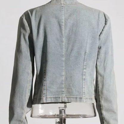 OUDINA American High Street Vintage Jean Jackets 2023 New Heavy Industry Embroidered Denim Jacket for Women