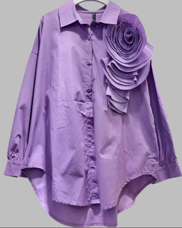 Pleated Horn Long Sleeves Korean Blouse Et Chemises Pour Femmes Ladies' Blouses