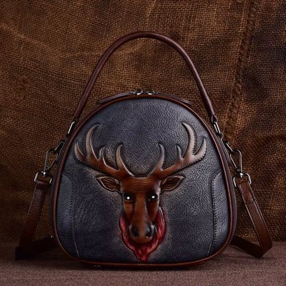 WESTAL Original Personality Retro Embossed Cowhide Leather Bag Genuine Leather Shoulder Bag Women Luxury Handbags for Women