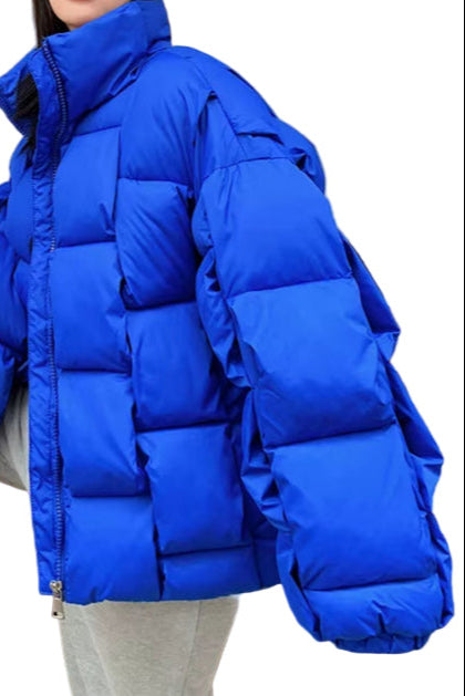 OUDINA Womens Winter and Autumn Coat Loose Horn Sleeves Cropped Warm Thick Cotton Coats for Women