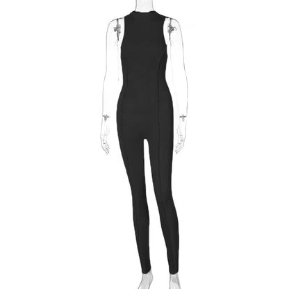 OUDINA Hot Selling New Fashion Bodycon Jumpsuit High Collar Casual Solid Color Sports Jumpsuit for Women 2023
