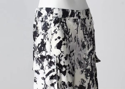 OUDINA Streetwear Camouflage Print Cargo Pants Comfortable Multi Pocket Straight Pants for Women Casual Cargo Pants