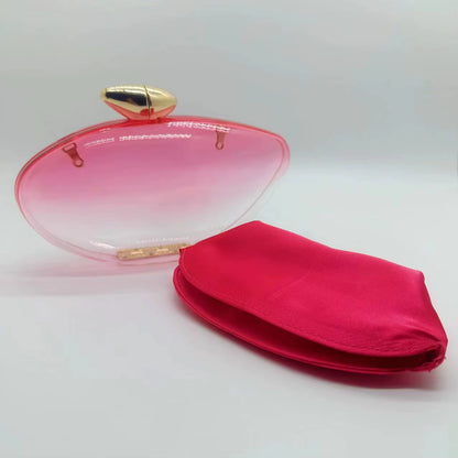 Transparent Acrylic Evening Bags Women Boutique Graduated Color Oval-Shaped Clutch Purses Women Shoulder Totes Handbags