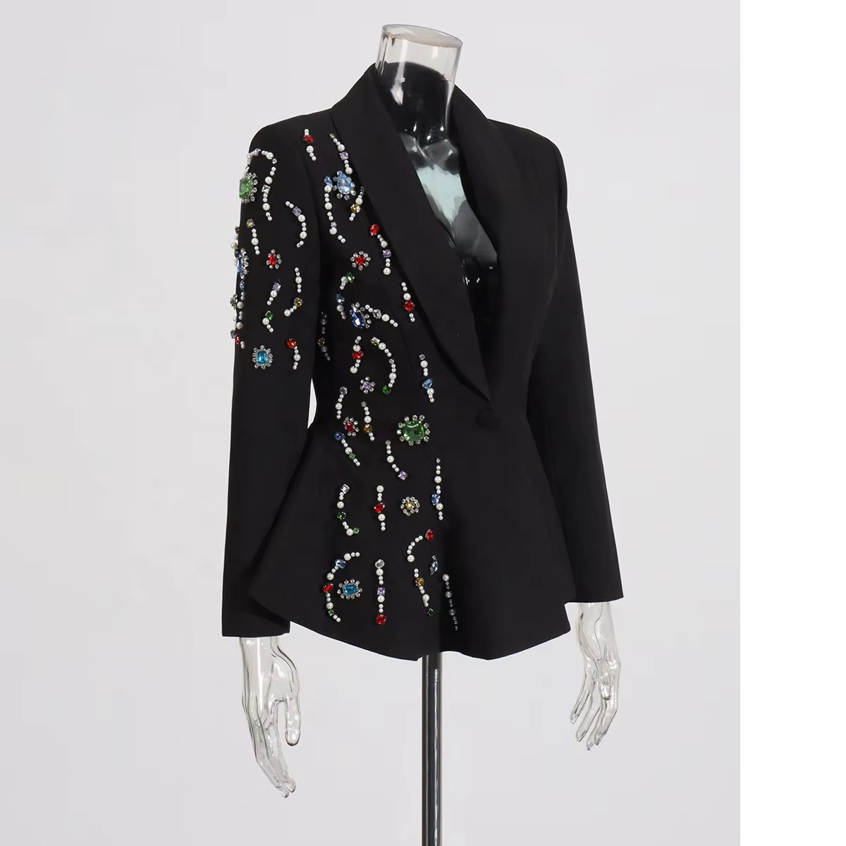 OUDINA Spring New Elegant Color Rhinestone Blazer Formal Blazers Fashion Irregular Women'S Suits Blazers