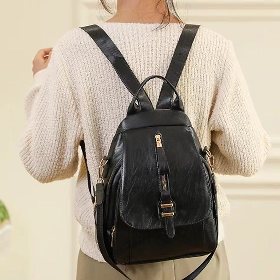 2024 New Women Leather Backpacks Vintage Shoulder Bag Female Backpack Ladies Travel Backpack School Bags for Girls Bagpack