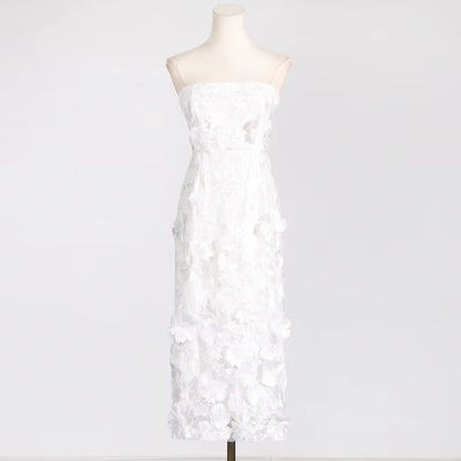 OUDINA New Design Three-Dimensional Flower Embroidery Elegant Dresses Long Party Evening Casual Dress for Ladies