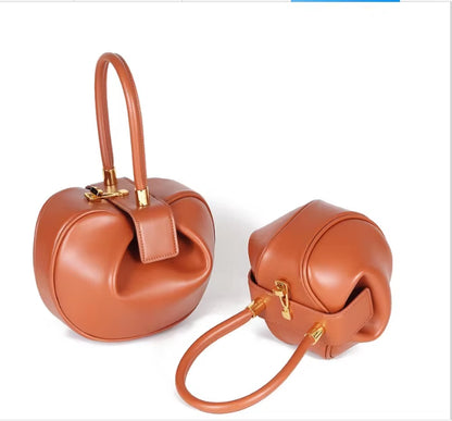 Genuine Leather Women'S Bag European and American Niche Design Handbag Wonton Dumpling Bag