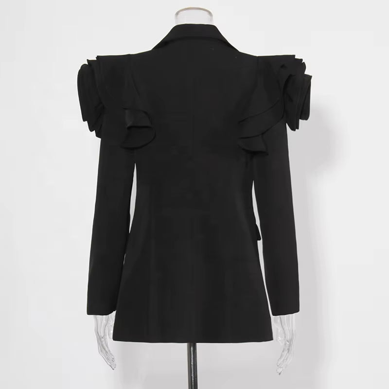 OUDINA Fashion Multicolor V-Neck One Button Long Sleeve Loose Casual Yellow Suit Jackets Blazer Woman