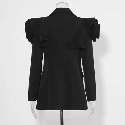 OUDINA Fashion Multicolor V-Neck One Button Long Sleeve Loose Casual Yellow Suit Jackets Blazer Woman