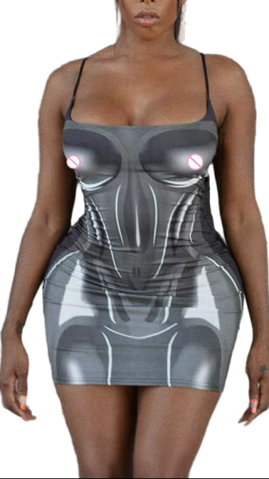 3D Body Print Bodycon Dress