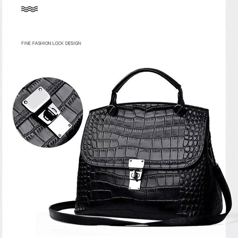 WESTAL Ladies Crocodile Pattern Handbags Large Capacity Luxury Women Hand Bag Genuine Leather Handbag for Women
