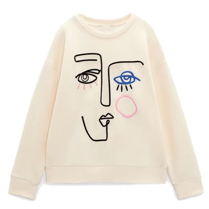 OUDINA Wholesale Casual Oversized Pattern Printed Crewneck Women'S Clothing Sweatshirt Women Sweatshirts