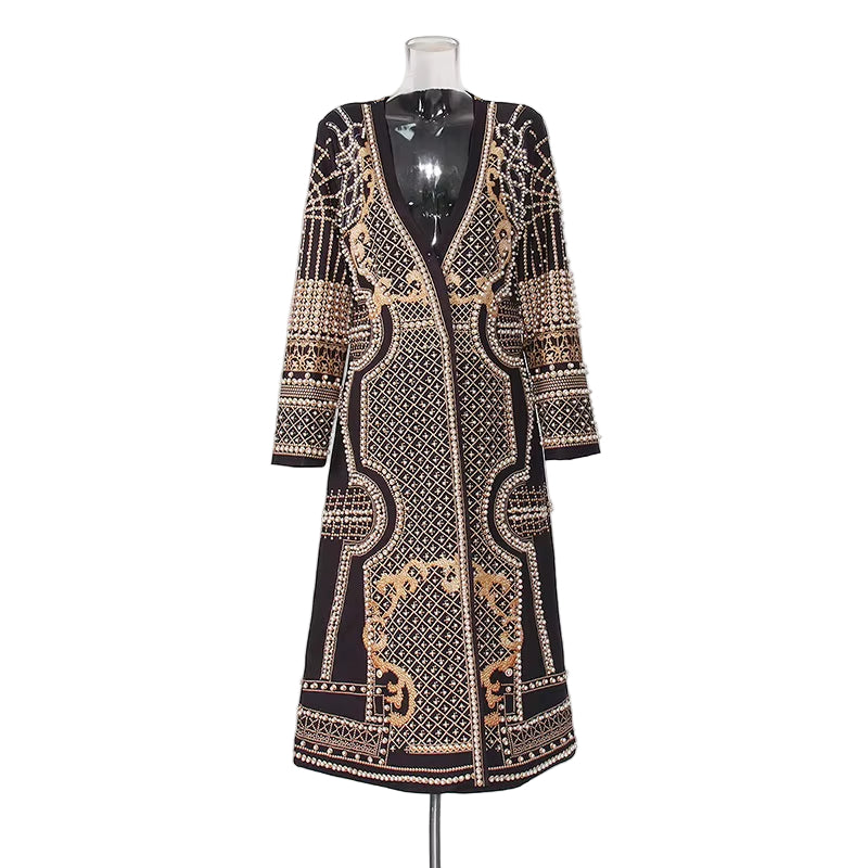 OUDINA Streetwear Fashion V-Neck Casual Long Sleeve Windbreaker Trench Coat Long Coats for Women