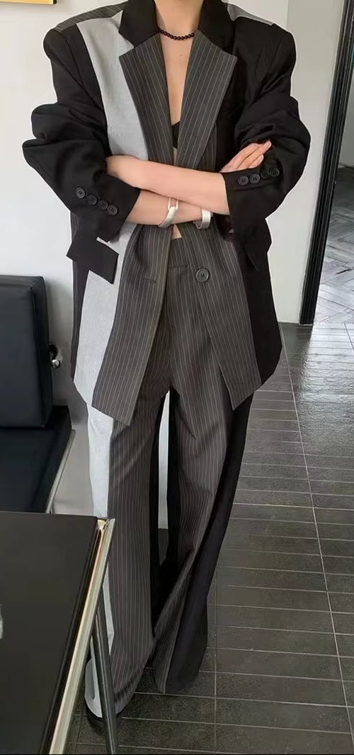 OUDINA Fashion Contrast Color Stripes Casual Women'S Wide Leg Pants Formal Pants for Women