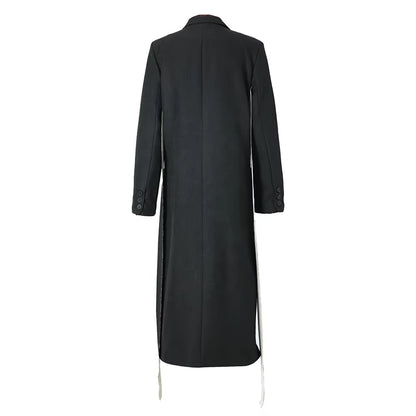 OUDINA New Arrivals Retro Style Long Loose Trench Coat Womens Lapel Custom Windbreaker Jacket