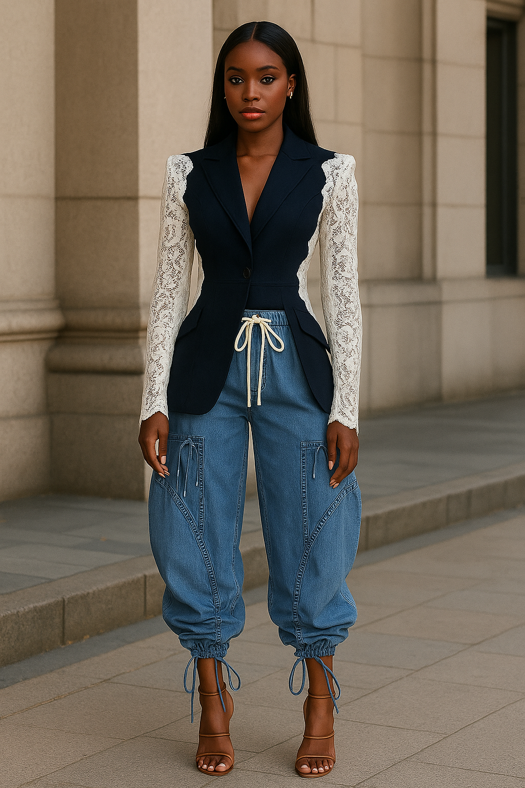 Lace Panel Blazer